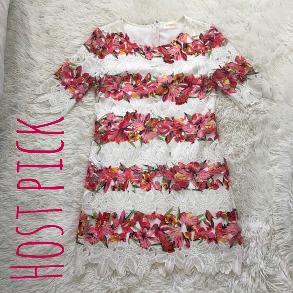 Red Dress Boutique White & Pink Floral Lace Dress